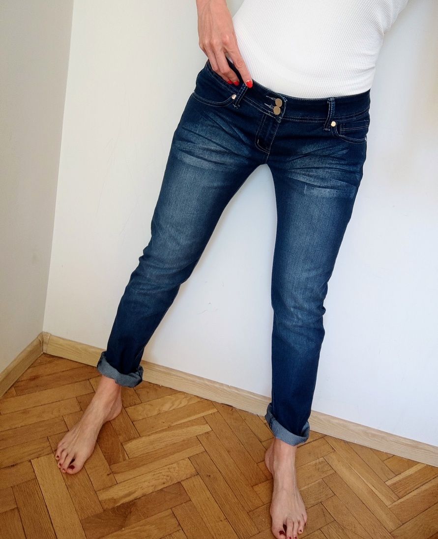 Spodnie Jeansowe Niski stan Prosta Nogawka Stright Jeans Vintage Style