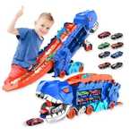Zabawka 3+ DINOZAUR T-REX 3w1 CIĘŻARÓWKA Wyrzutnia TOR 4 AUTA 63 cm