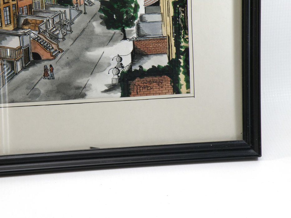 Obraz rysunek tusz + akwarela Gdańsk '96