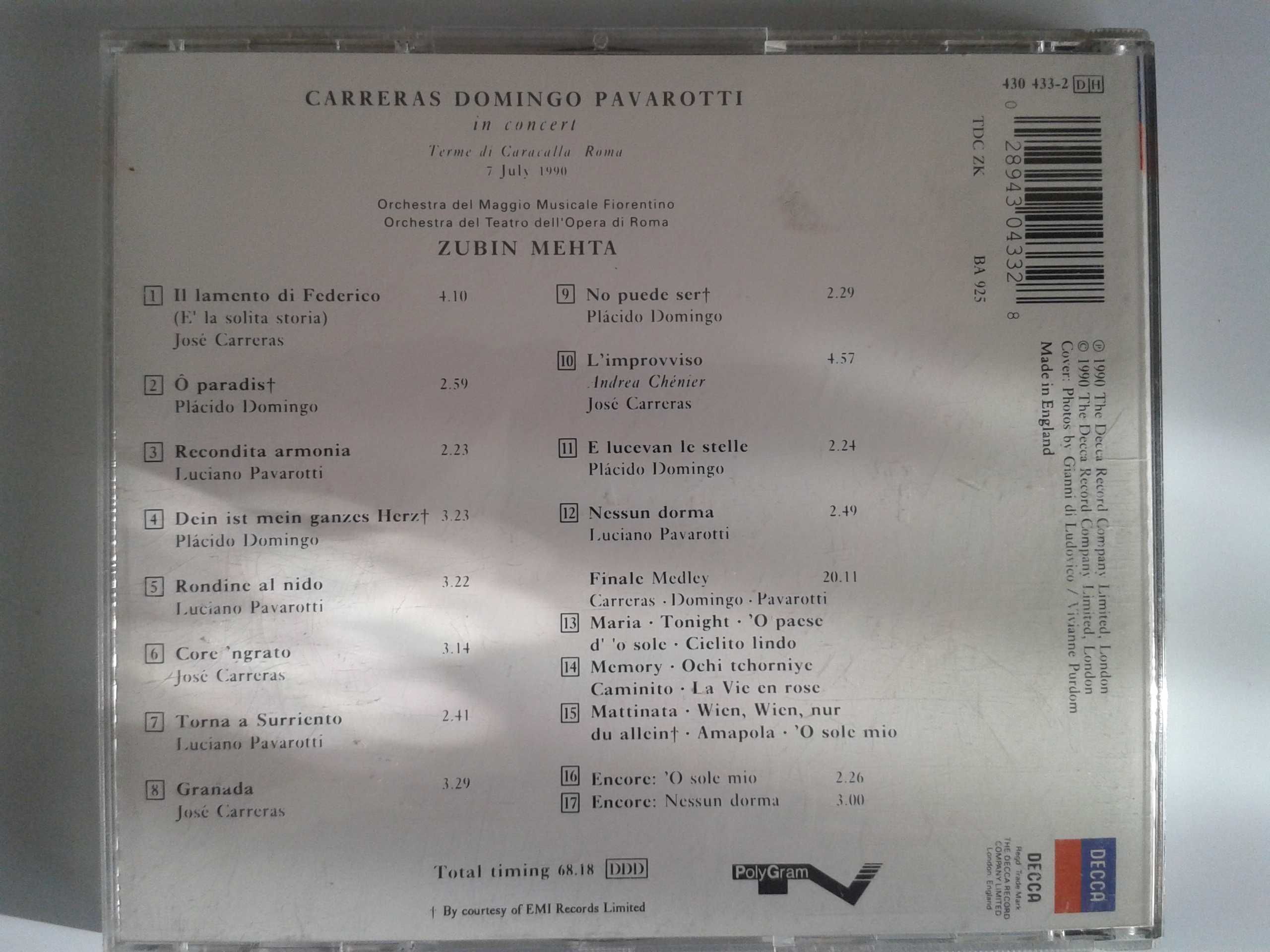 Cd Carreras Domingo Pavarotti "in concert"