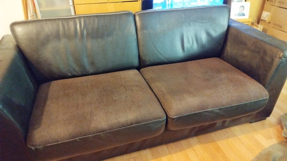 Sofá de 3 lugares castanho usado