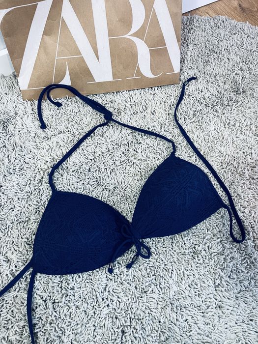 Granatowa gora od bikini azurowa stroj kapielowy dwuczeciowy damski 44