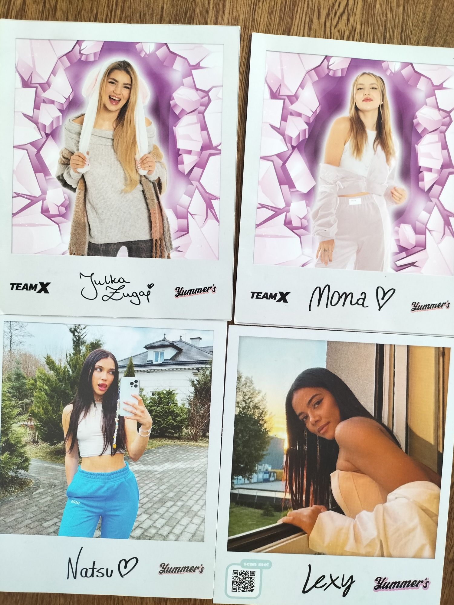 Polaroid, zdjęcia z autografem Team X