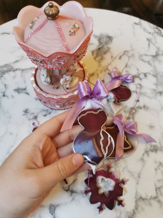 Ozdoby choinkowe z żywicy epokysdowej, handmade - komplet