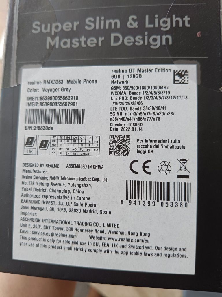 Realme GT Master Edition 6/128 GB szary