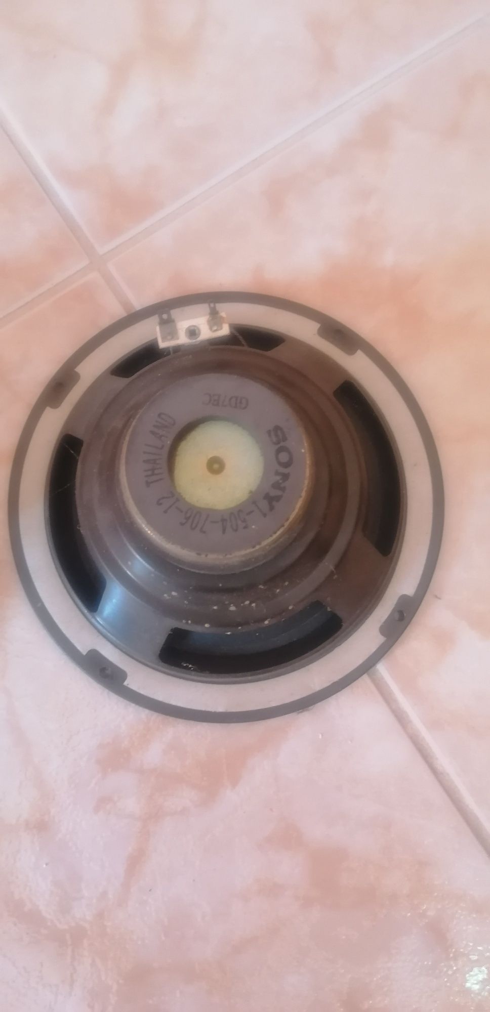 Colunas de som uma da marca fonestar e outra da marca Sony.