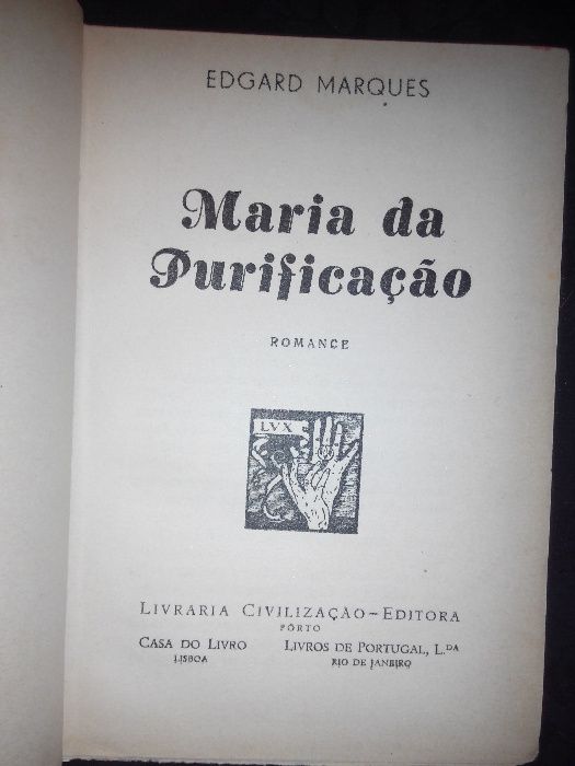 Livro raro - Edgard Marques - Maria da Purificação
