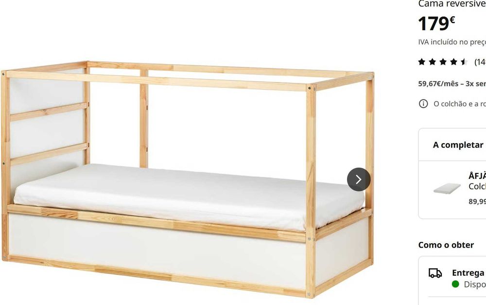 Cama Ikea Kura reversível com dossel