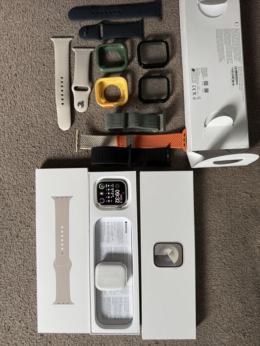 Apple Watch 9 45mm. Plus dodatki zamienie na AW Ultra