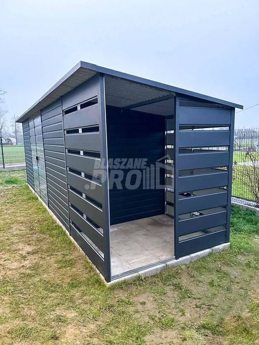 Schowek domek ogrodowy 6x2m wiata 1,5m Brama dwuskrzydłowa  GP452