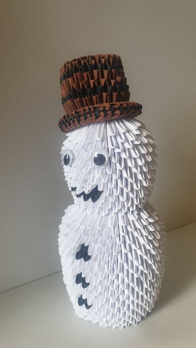 Bałwanek origami ręcznie robiony modułowy