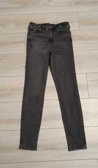 Super skinny jeans high waist ankle lenght szare H&M 36 damskie jeansy