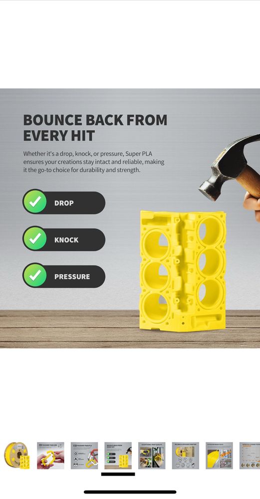 OVERTURE Super PLA+ Filament 1.75mm/1kg Toughness