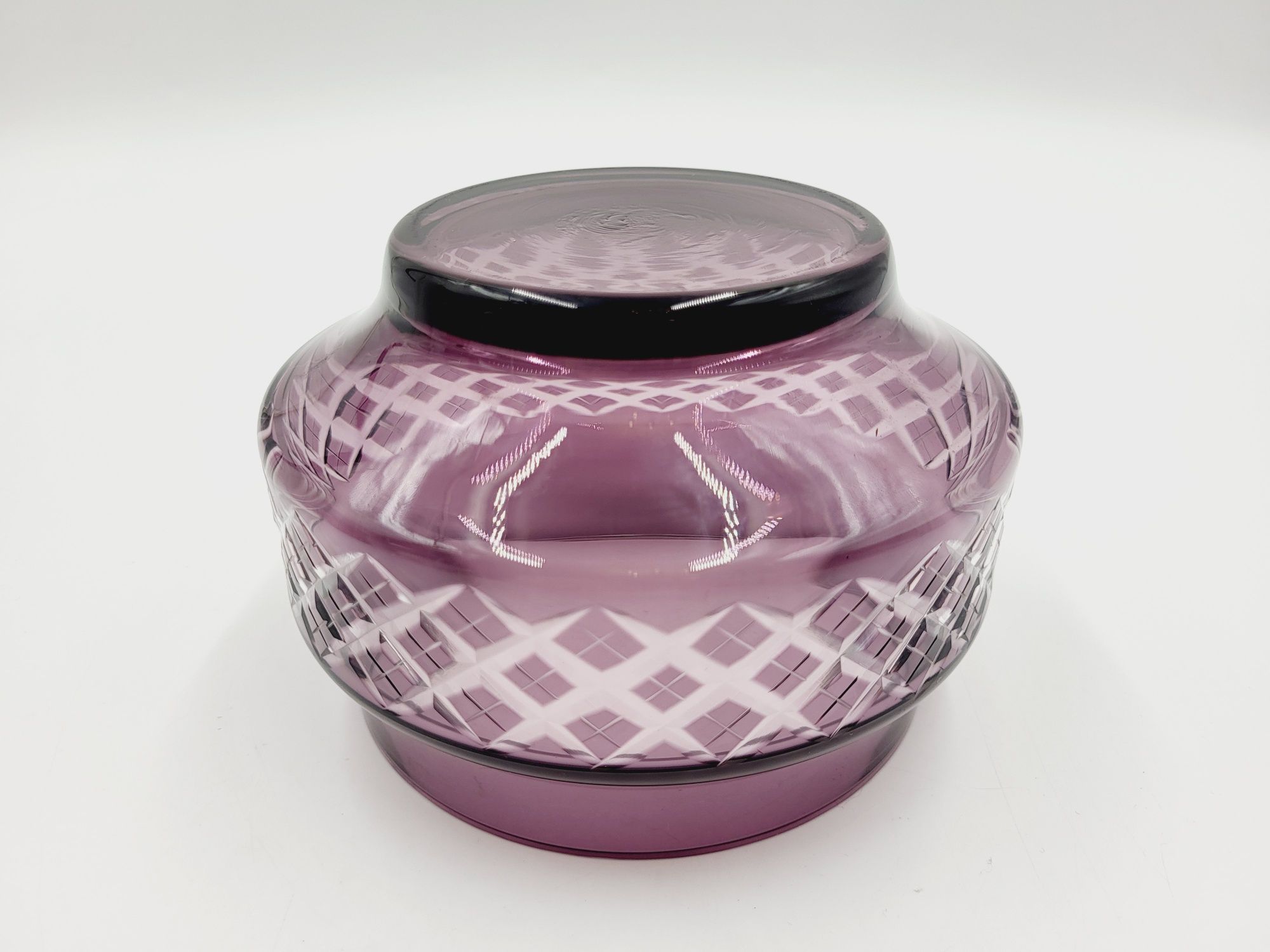 Prześliczny kryształowy fioletowy pojemnik bomboniera cukiernica g
