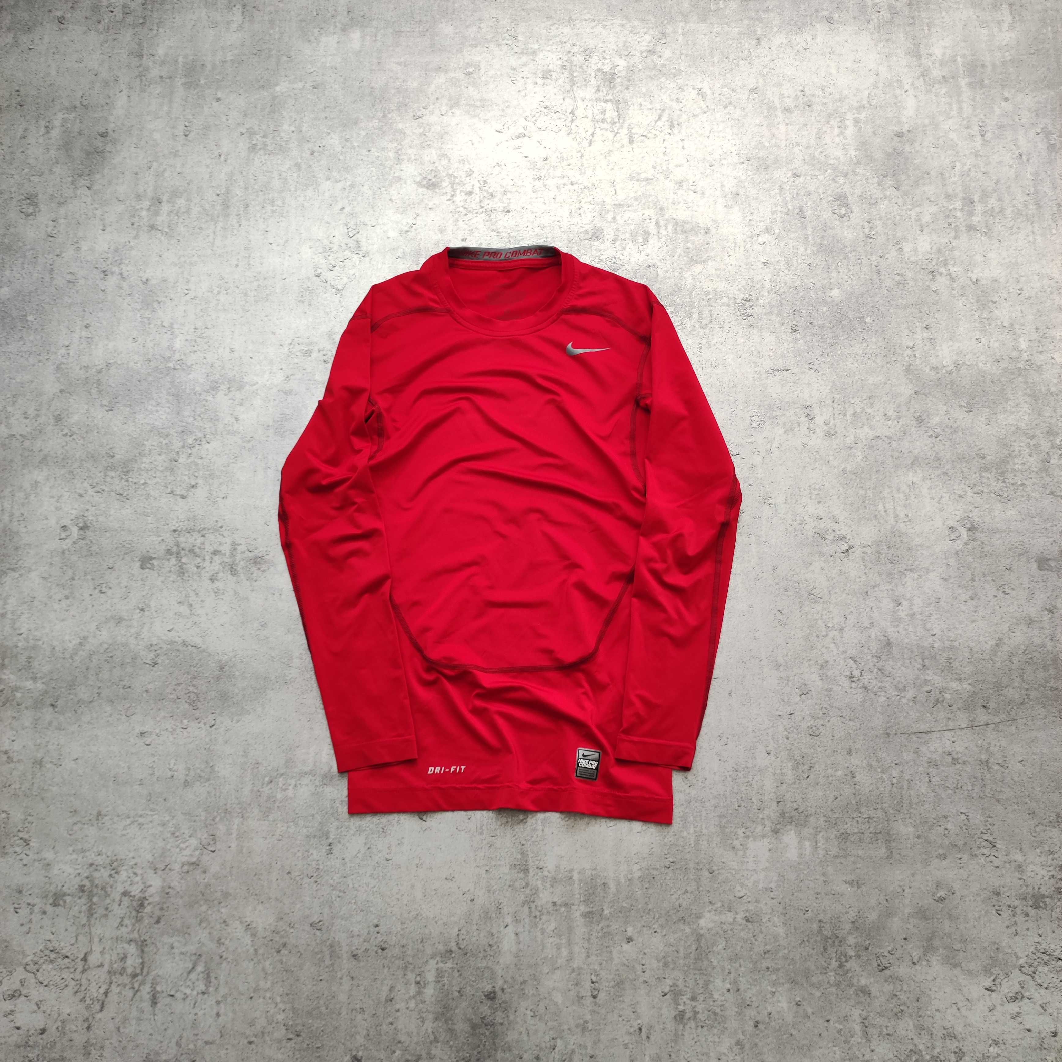 MĘSKA Koszulka Sportowa Czerwona Nike PRO Combat Dri-Fit Kompresyjna