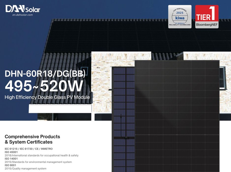 Panel Fotowoltaiczny DAH Solar 500W Bifacial Full Black –295 zł z VAT!
