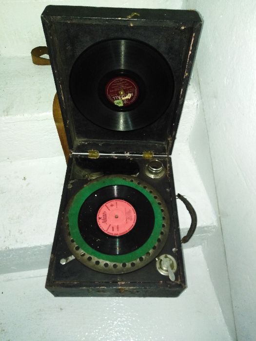 stary Gramofon Patefon 1920 na korbkę gramofon unikat płyty
