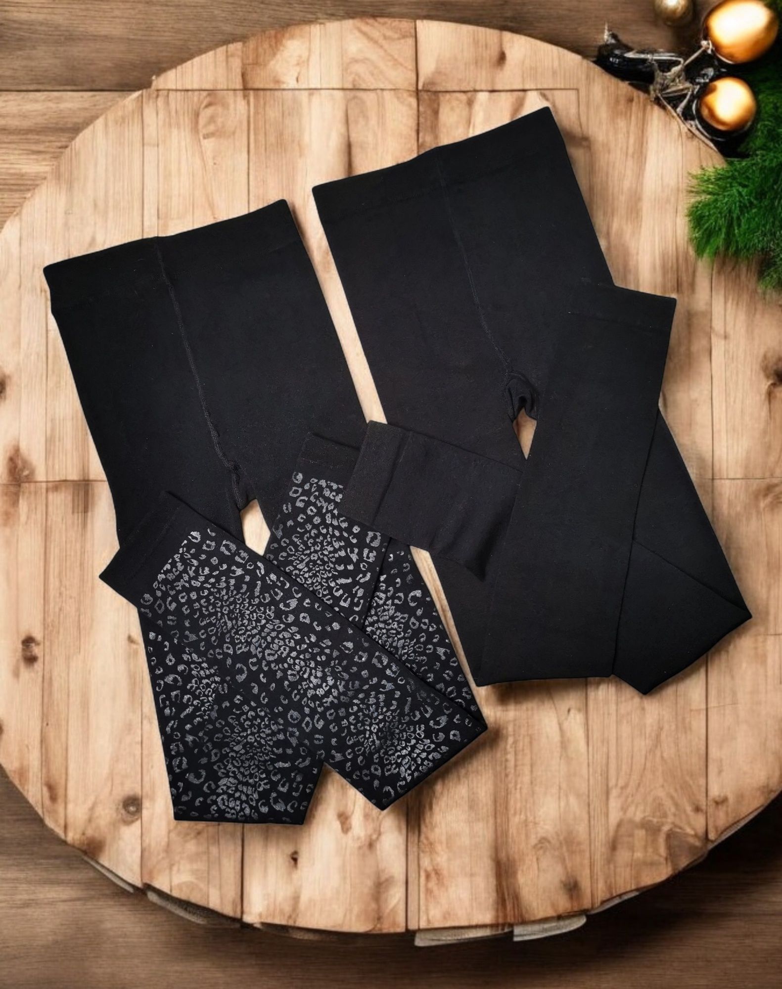 Czarne Legginsy Grube Rajstopy Dwie Pary 2-pack Bawełna Retro Gothic