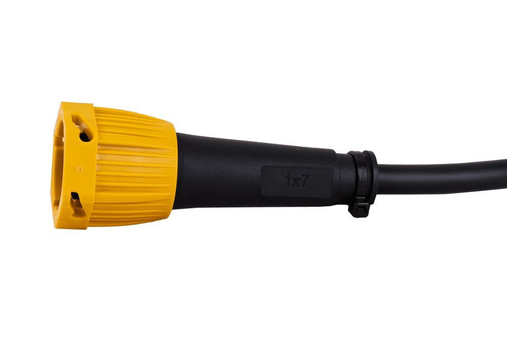 Wtyczka bajonet 6 PIN lewa FRISTOM do przyczepy żółta z przewodem 1 m