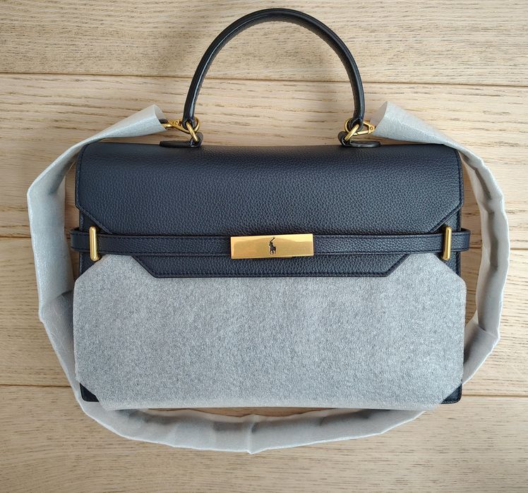 Сумка Polo ID Leather Satchel Polo Ralph Lauren Темно Синяя