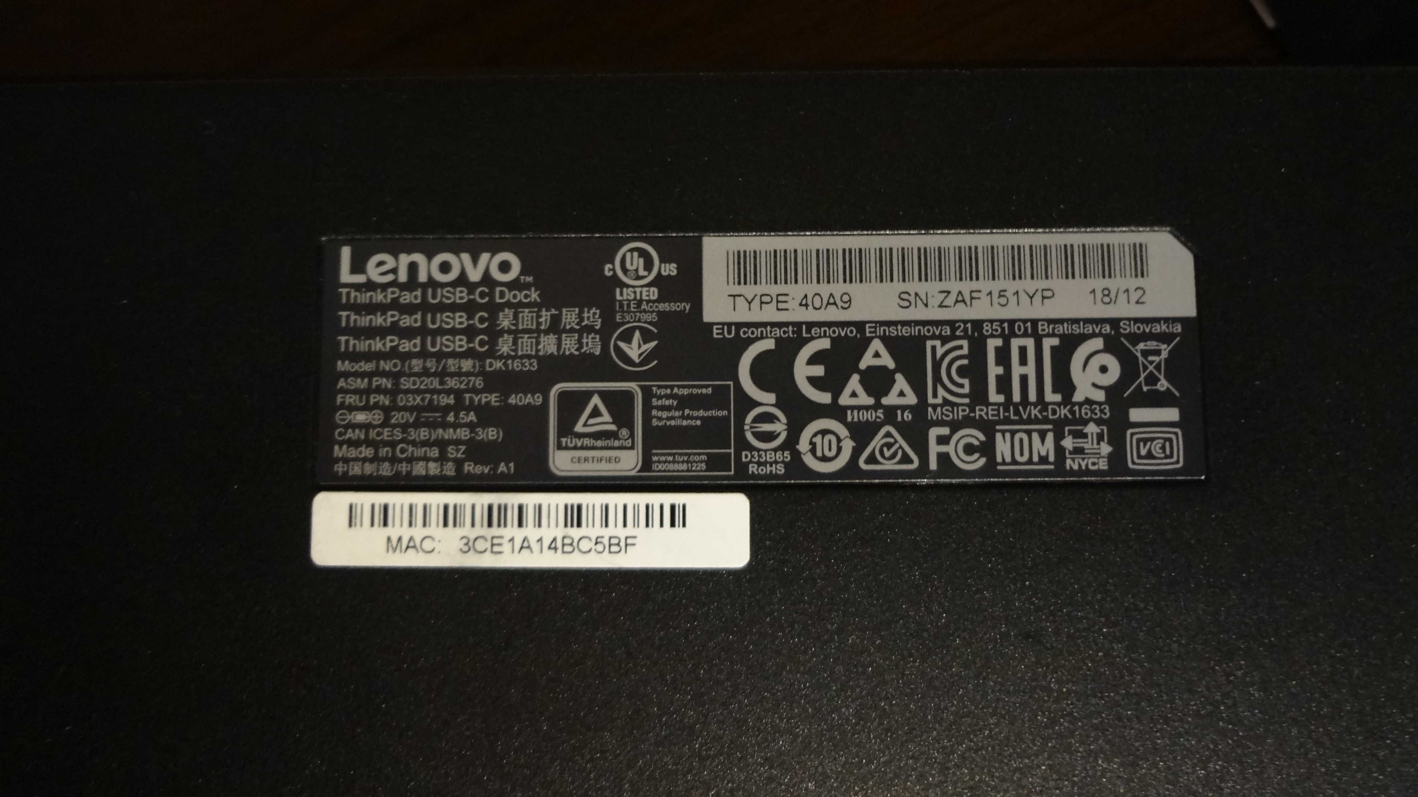 Lenovo ThinkPad USB-C Dock