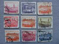FILATELISTYKA stare znaczki pocztowe PRL 9 sztuk grafika POLSKA