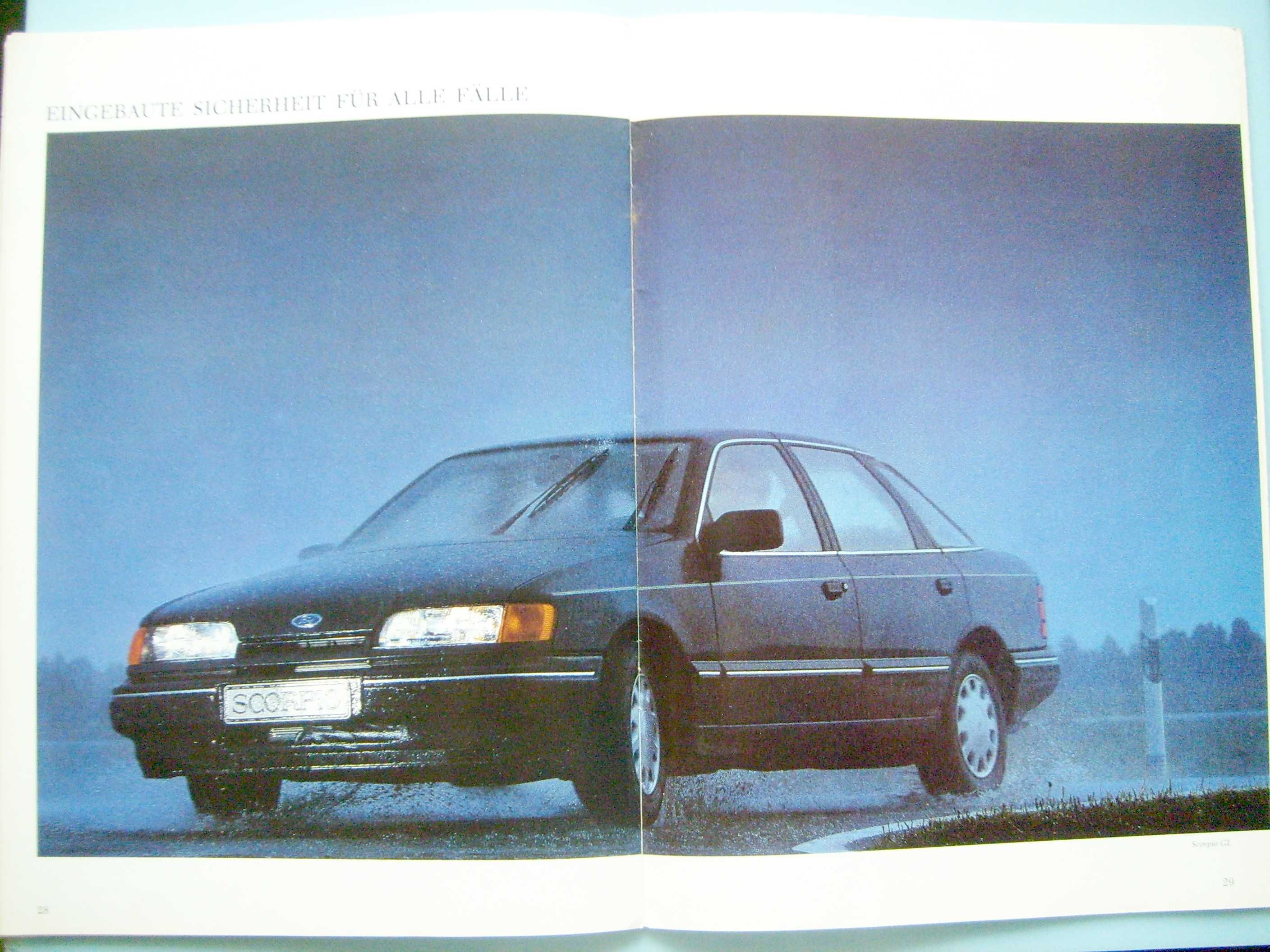 FORD SCORPIO Mk1 1989 / obszerny prospekt 38 str., pełna paleta wersji