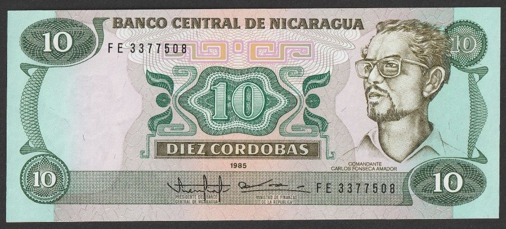 Nikaragua 10 cordobas 1985 - Carlos Fonseca Amador - stan bankowy UNC