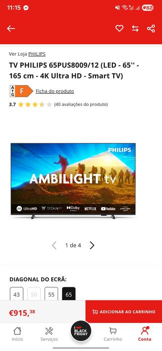 Smart TV PHILIPS 65PUS8009/12 65"
A tv
