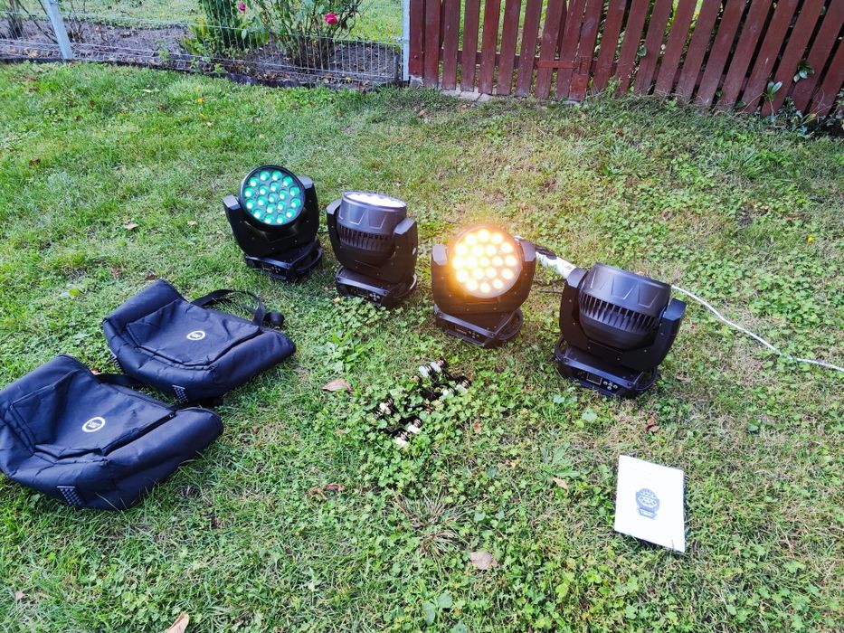 4 szt. Głowa Ruchoma 19x15W LED WASH ZOOM RGBW+ pokrowce