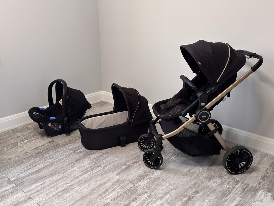 Модульная детская коляска 3 в 1 TRIO BEST FRIEND PRO LIGHT BLACK RELUX