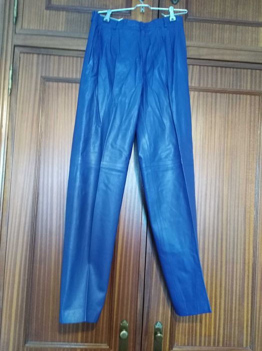 Calças vintage em couro genuíno