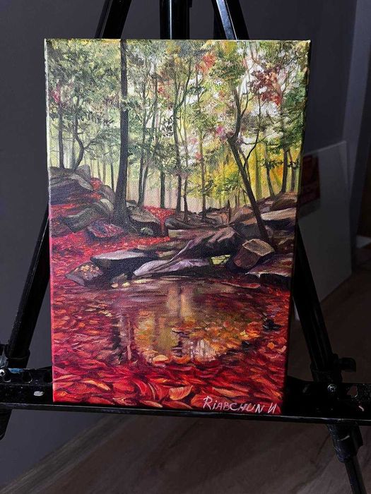 obraz olejny jesień w rubinach