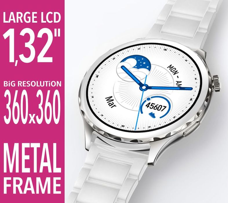 smartwatch damski rubicon rncf02-1 srebrno-srebrny + czarny