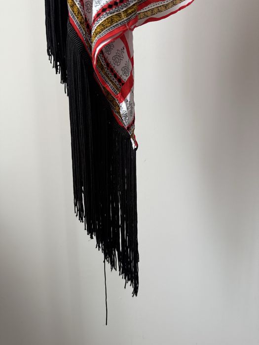 H&M Coachella Bluzka w kwiaty z frędzlami wiskoza rozmiar 36