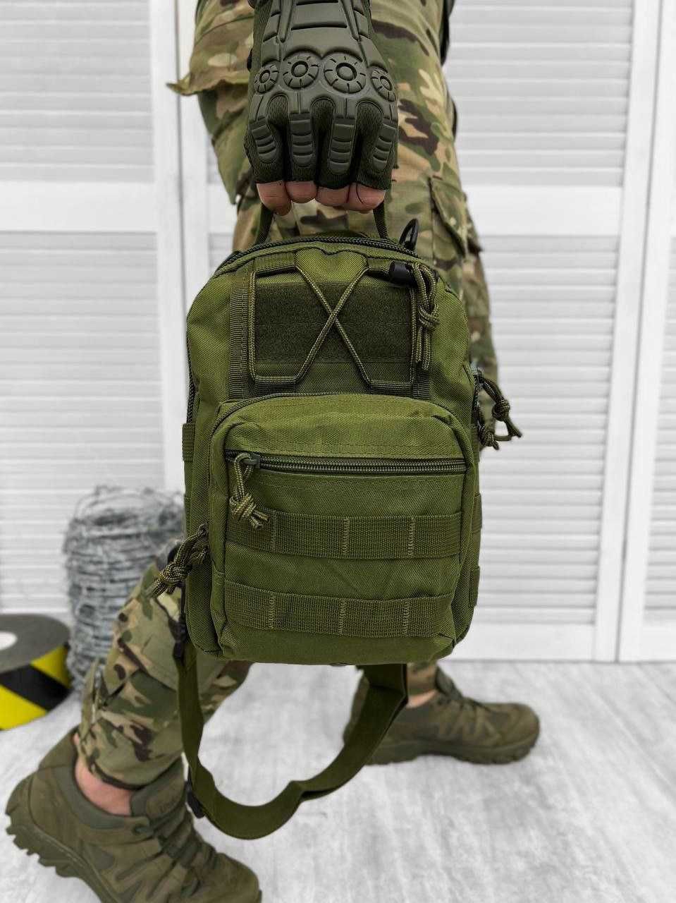 Військова тактична сумка на плече бананка тактическая олива камуфляж