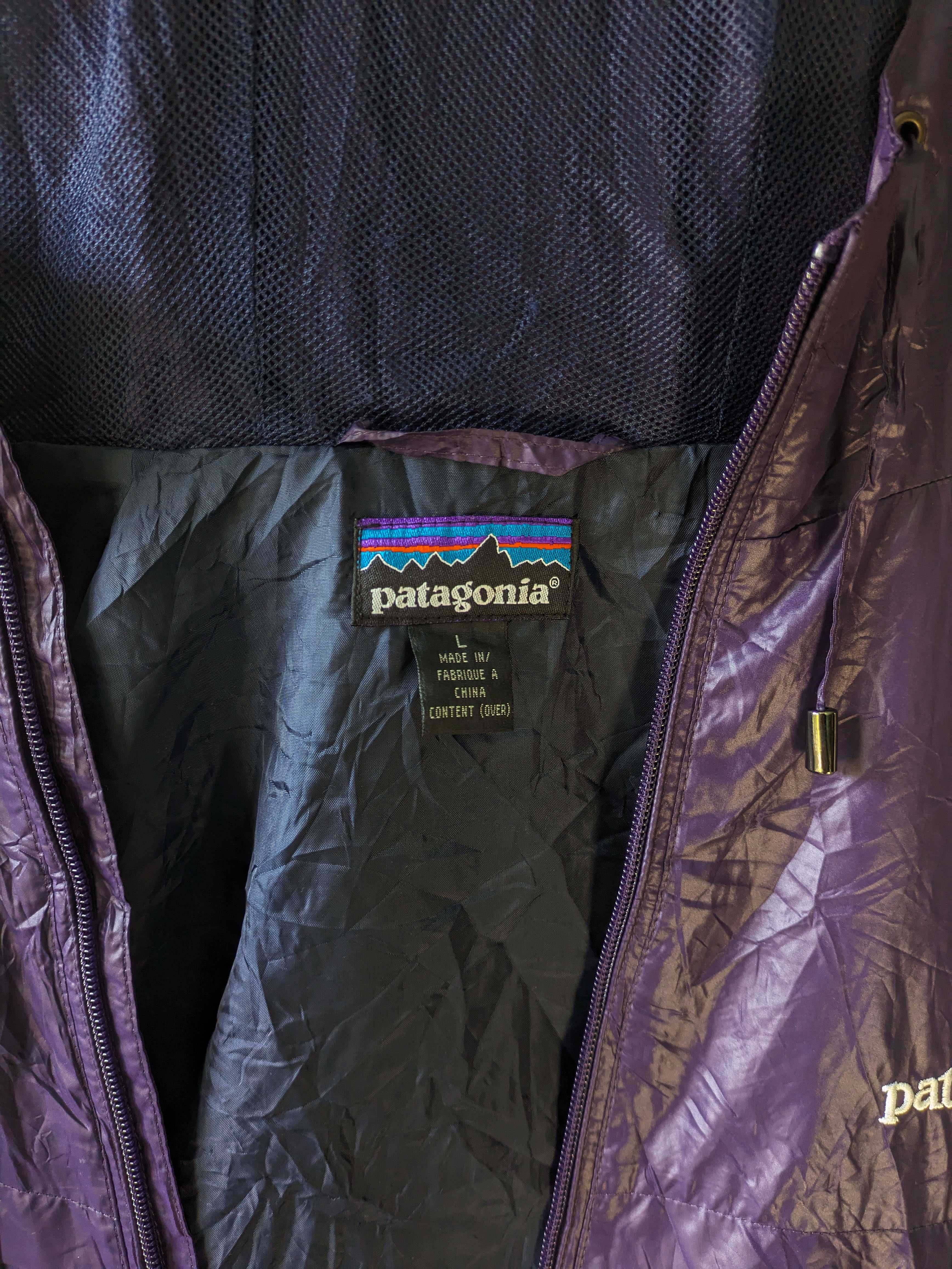 Patagonia Windbreaker Roxo L Unisexo Casaco Chuva Vento Caminhadas