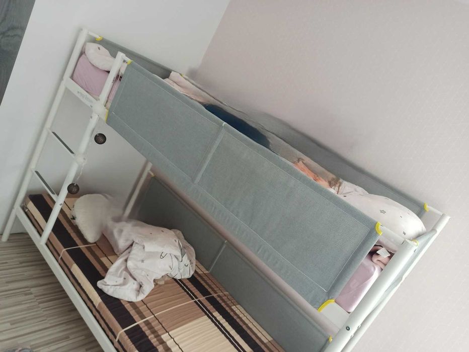 Łóżko piętrowe IKEA VITVAL biały/jasnoszary 90x200 cm + materac gratis