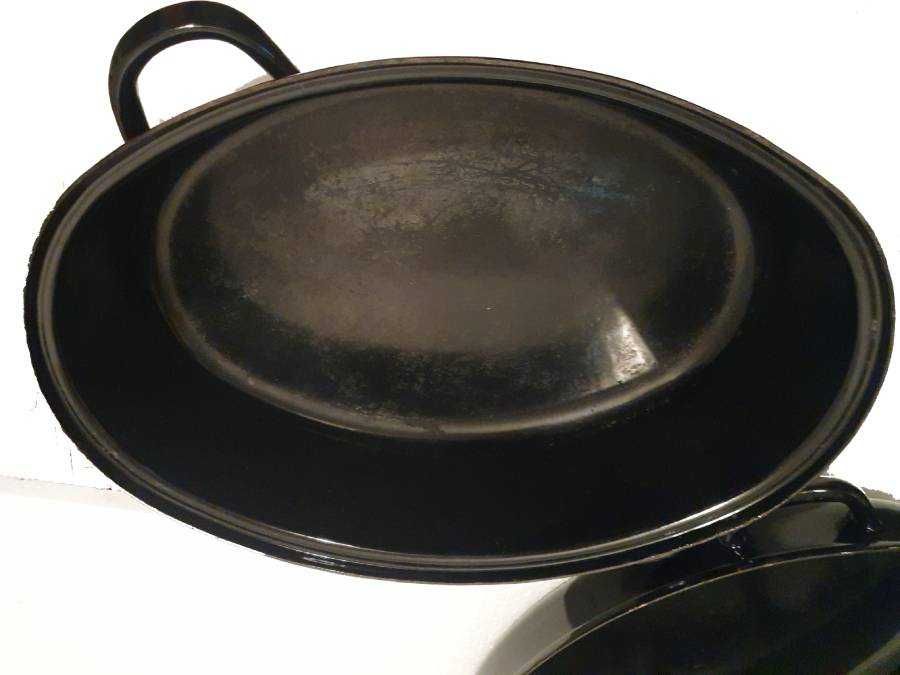 Byrtfanna żeliwna metalowa vintage retro emaliowana czarna