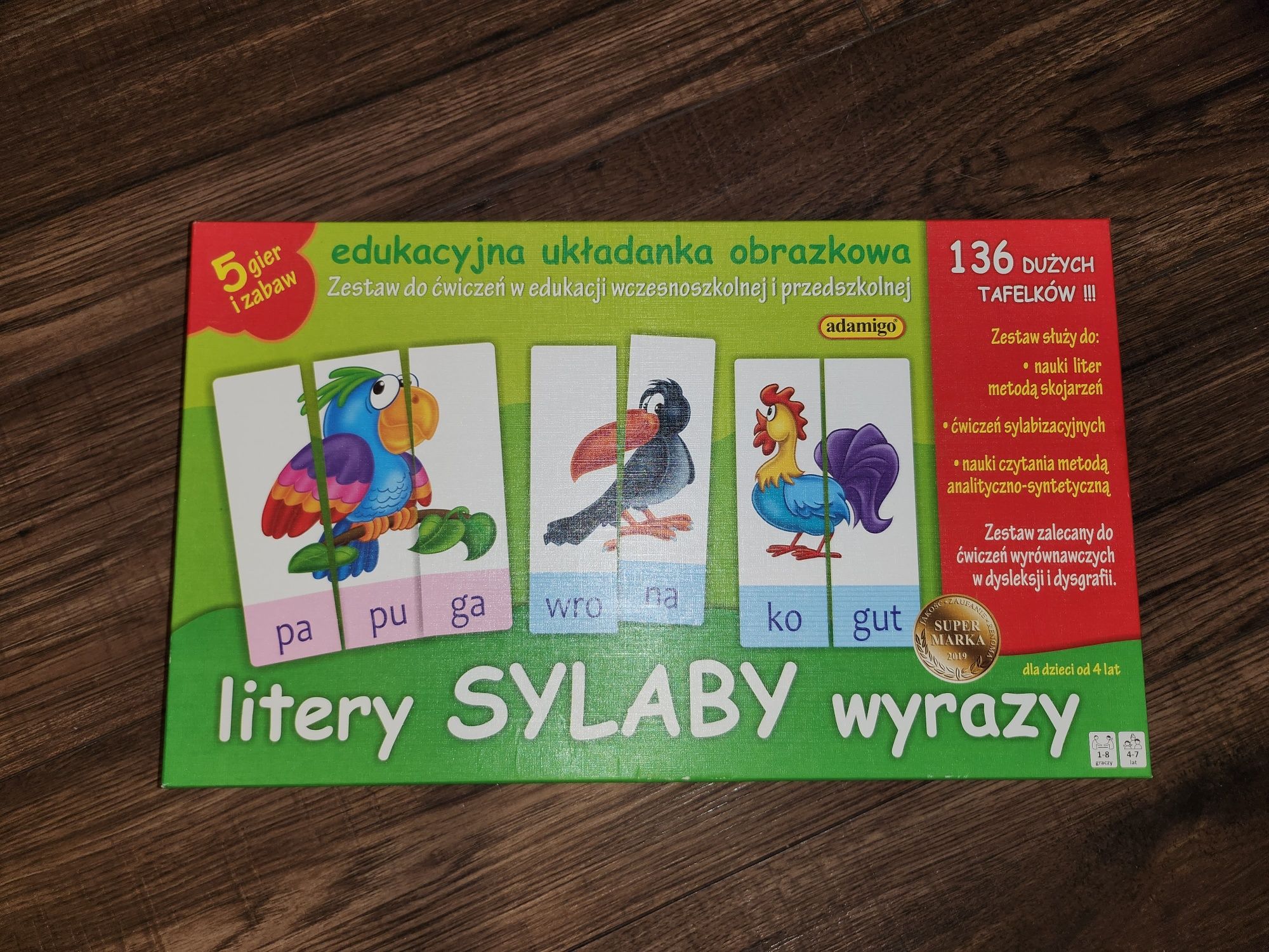 Układanka edukacyjna Sylaby Litery Wyrazy Adamigo