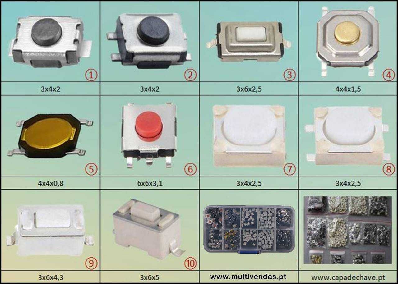 120 botões micro switch para placas de telemóveis ou chaves auto