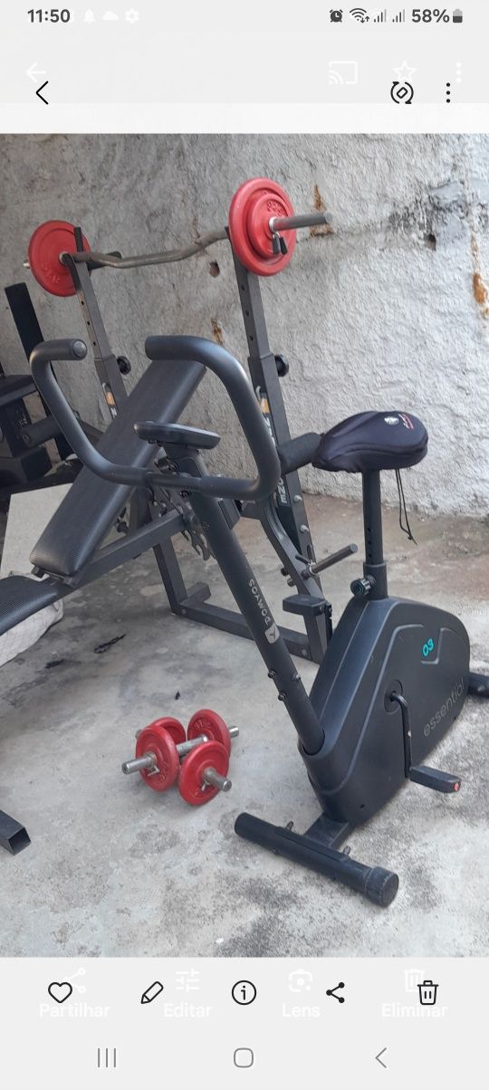 Banco de musculação com bicicleta estatica