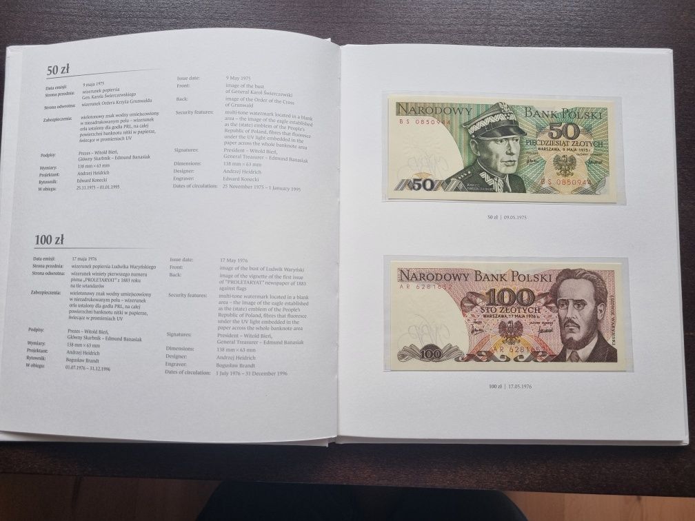 Album - Polskie banknoty obiegowe z lat 1975 - 1996 + GRATIS