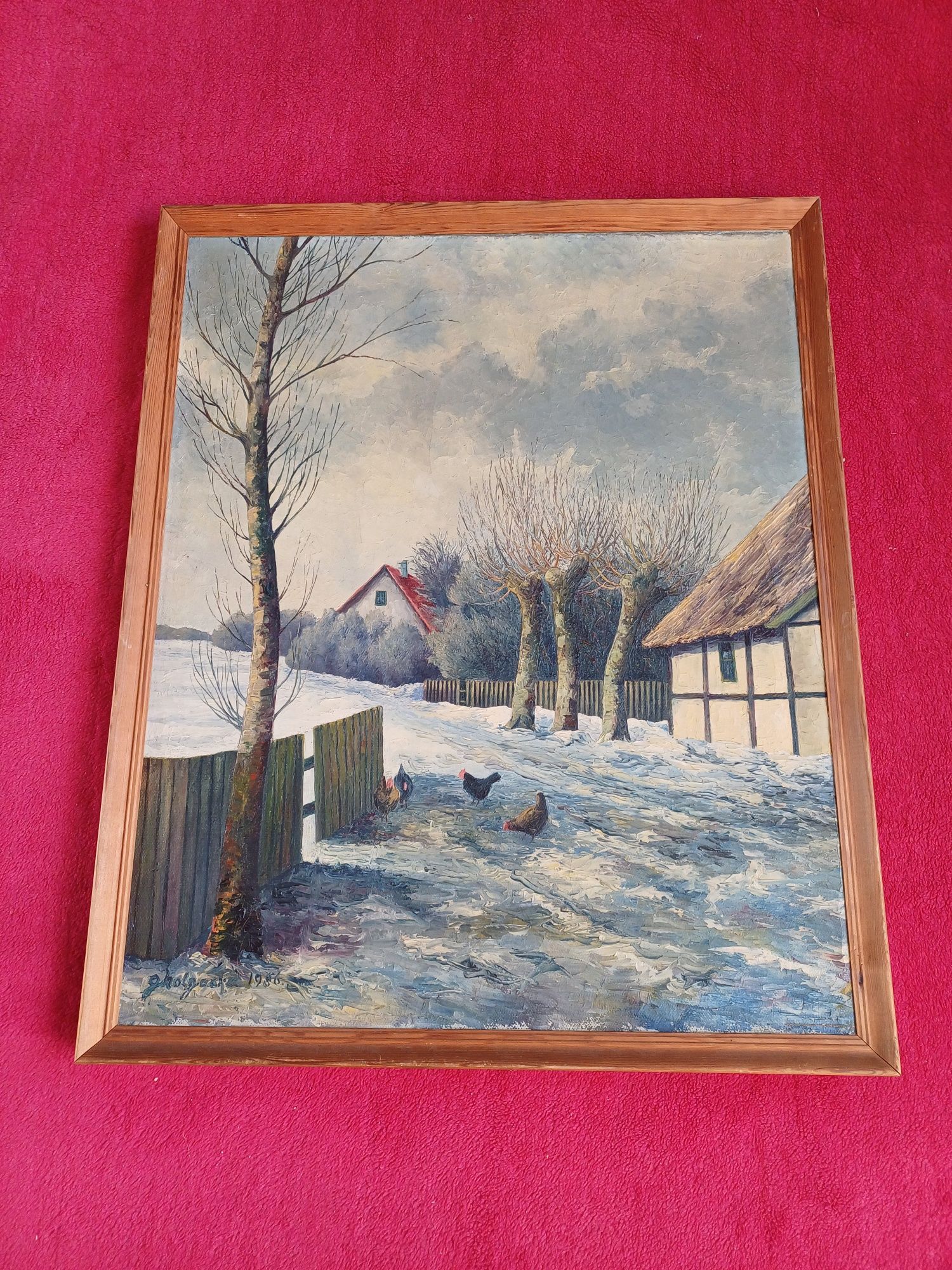 Stary obraz na płótnie sygnowany 1986