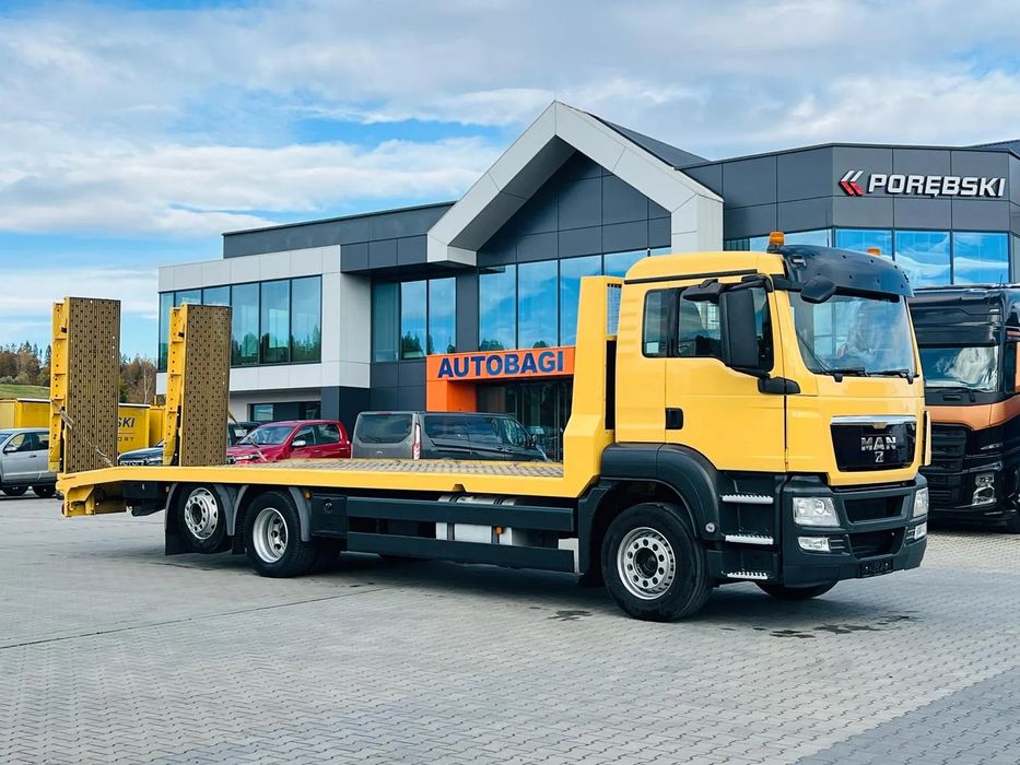 MAN TGS / 6x2/ LAWETA / PLATFORMA / NAJAZDY HYDRAULICZNE / WYCIĄGARKA / oś skrętna i podnoszona