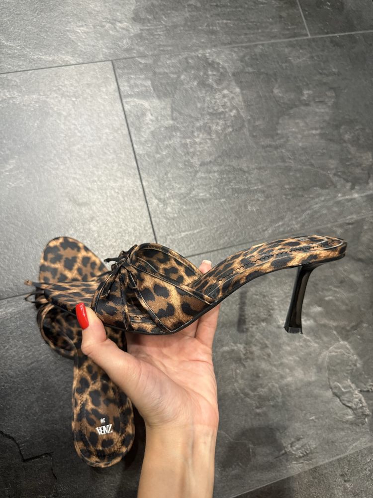 Мюли босоножки zara leopard леопард принт