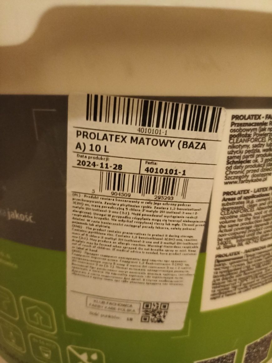 Farba Prolatex matowa baza A biala.