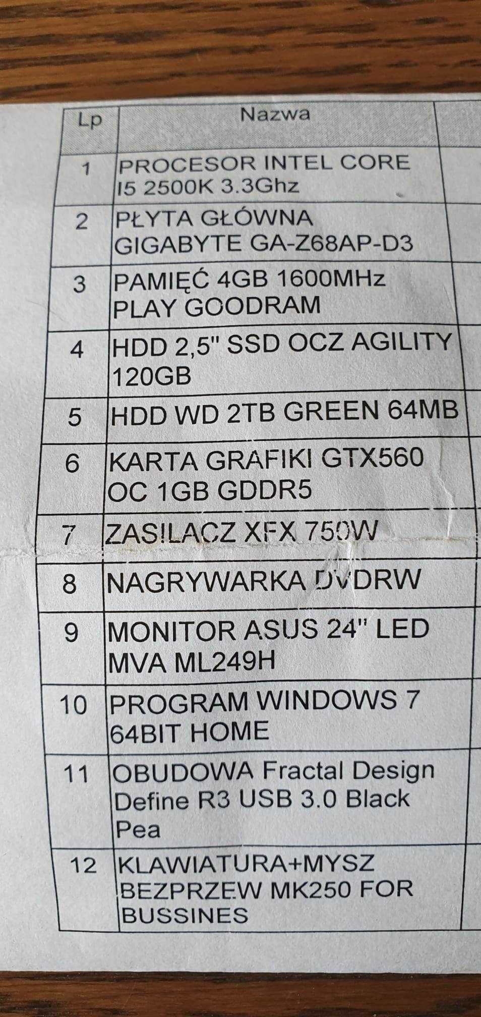 Zestaw komputer z monitorem