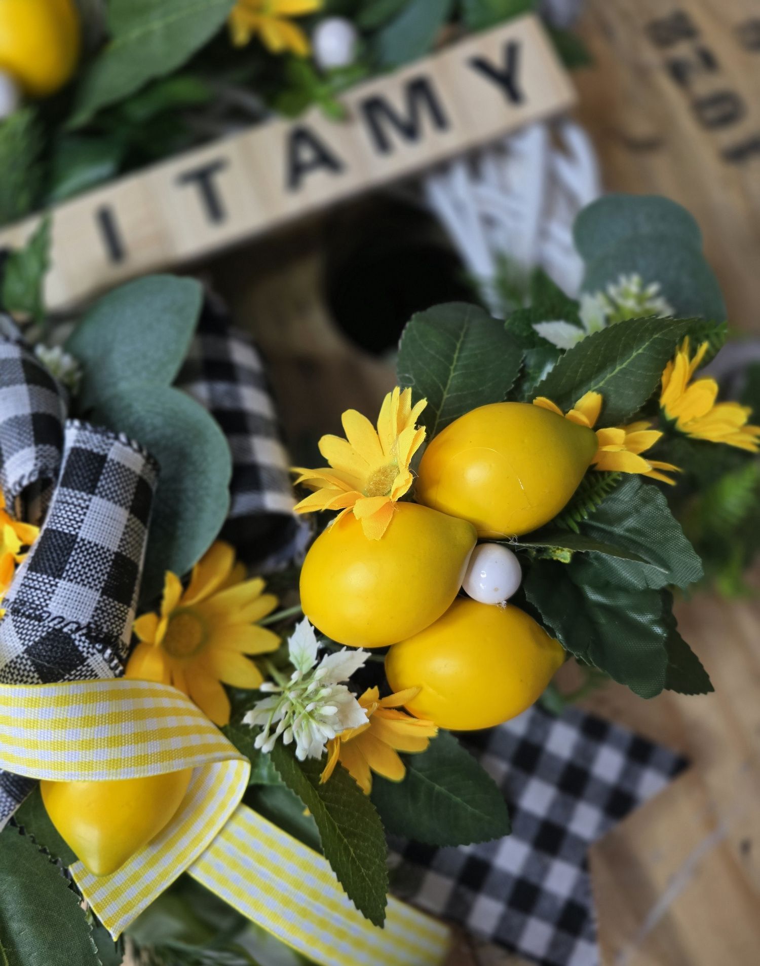 Wianek na drzwi cytryny napis lemon wieniec