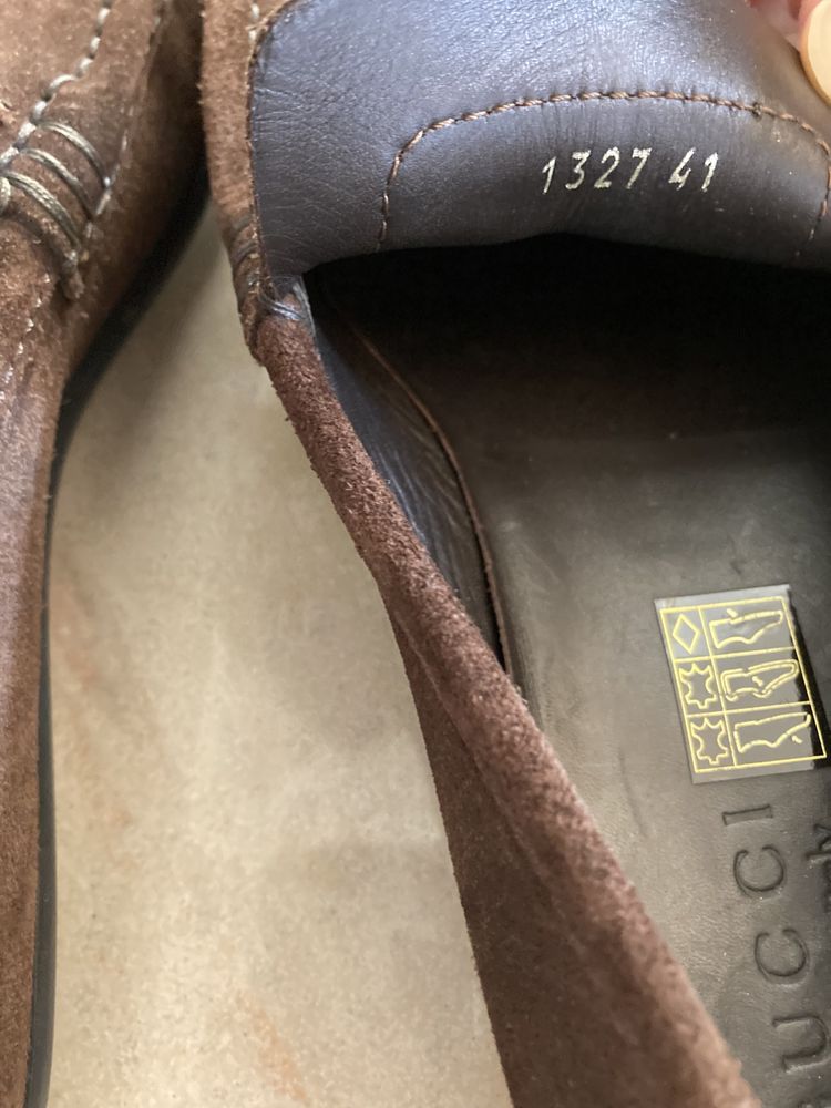 Zamszowe, brązowe mokasyny Gucci r. 41!